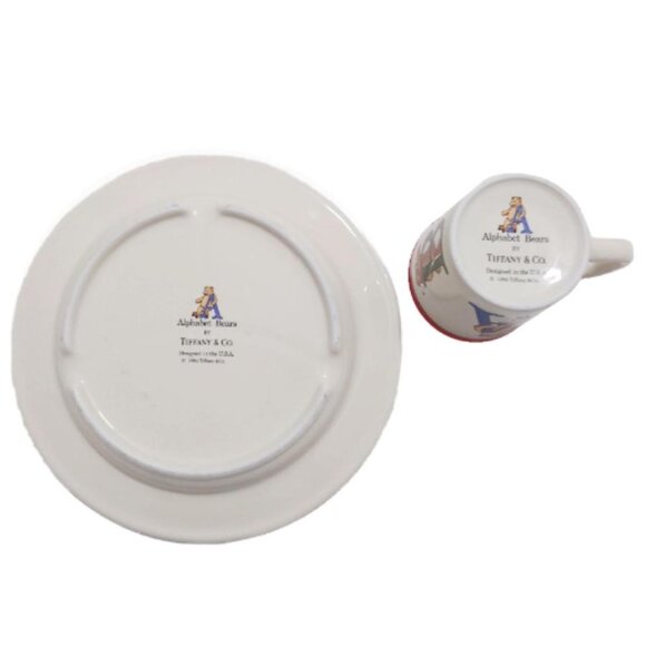 Vintage Tiffany & Co. Alphabet Bears Plate & Mug in Light Cream Made in 1994 - Picture 3 of 8